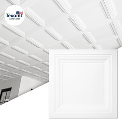24-Pack Square Drop Ceiling Tile 2Ft X 2Ft in White, PVC Ceiling Panel 24 X 24In