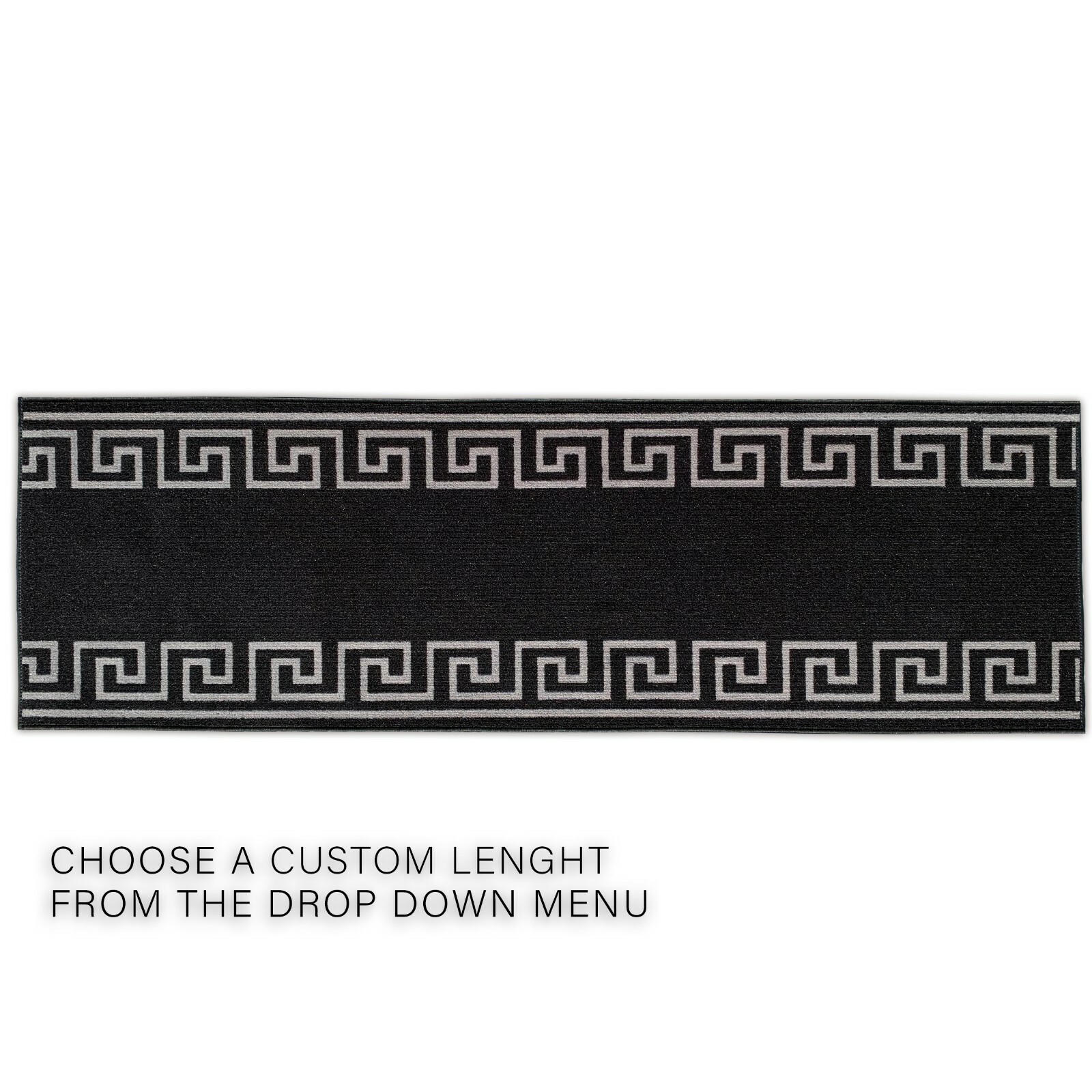 Custom Size Hallway Runner Greek Key Design Black-Silver 26"&31"By Your Length gallery
