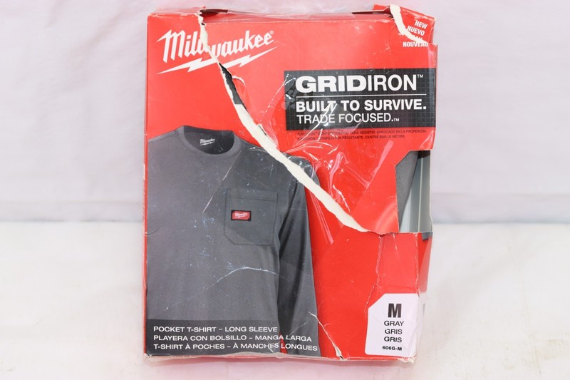 Milwaukee Men's Medium Gray GRIDIRON Cotton/Polyester Long-Sleeve Pocket T-Shirt gallery