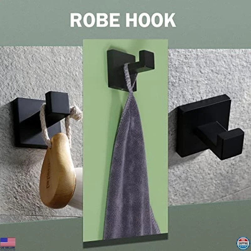 4-Pieces Matte Black Bathroom Hardware Accessories Set 24 Inch Towel Bar Towe gallery