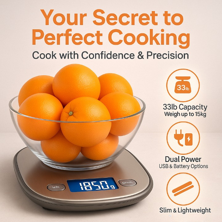 High Capacity Food Scale, 33Lb Rechargeable Digital Kitchen Scale with LCD Displ gallery