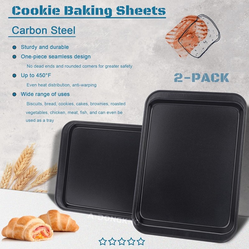 Small Cookie Sheets, Baking Pans, Nonstick Carbon Steel Baking Sheets, 2-Pack, 9 gallery