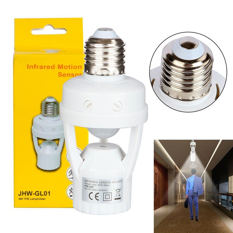 Infrared PIR Motion Sensor E27 LED Light Lamp Bulb Holder Socket Switch 110/220V gallery