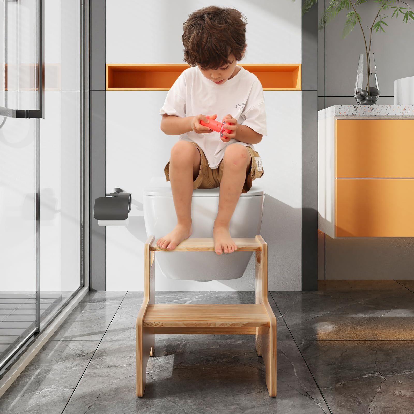 Wooden Step Stooltwo Step Stool For Kidstoddler Montessori Stool Supports 300 Lb gallery