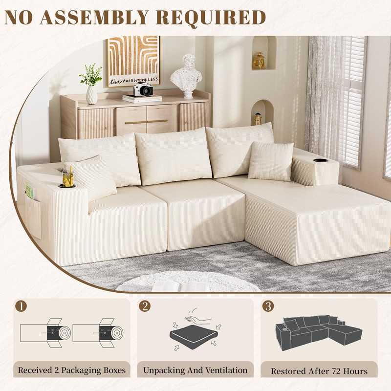 4 Seat Modern Sectional Sofa Couch Sofa Set w/ L-Shaped Chaise for Living Room gallery
