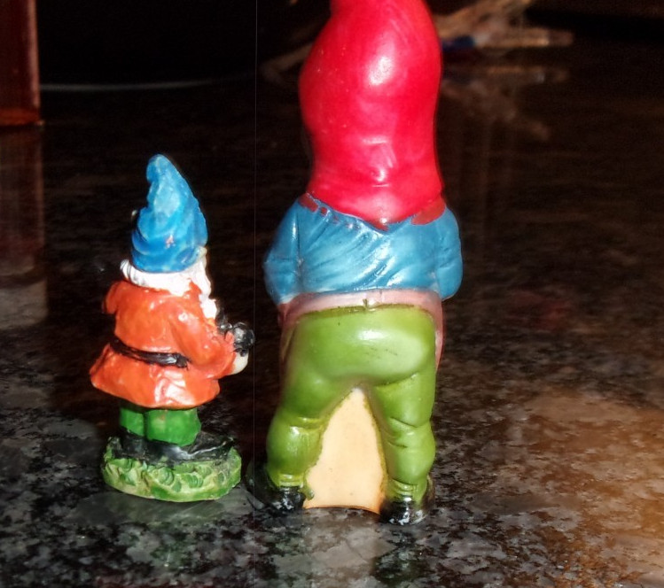 MINIATURE GNOME FIGURES - PORCELAIN/RESIN 3" x 1.5 inch - JAPAN - SIGNED gallery