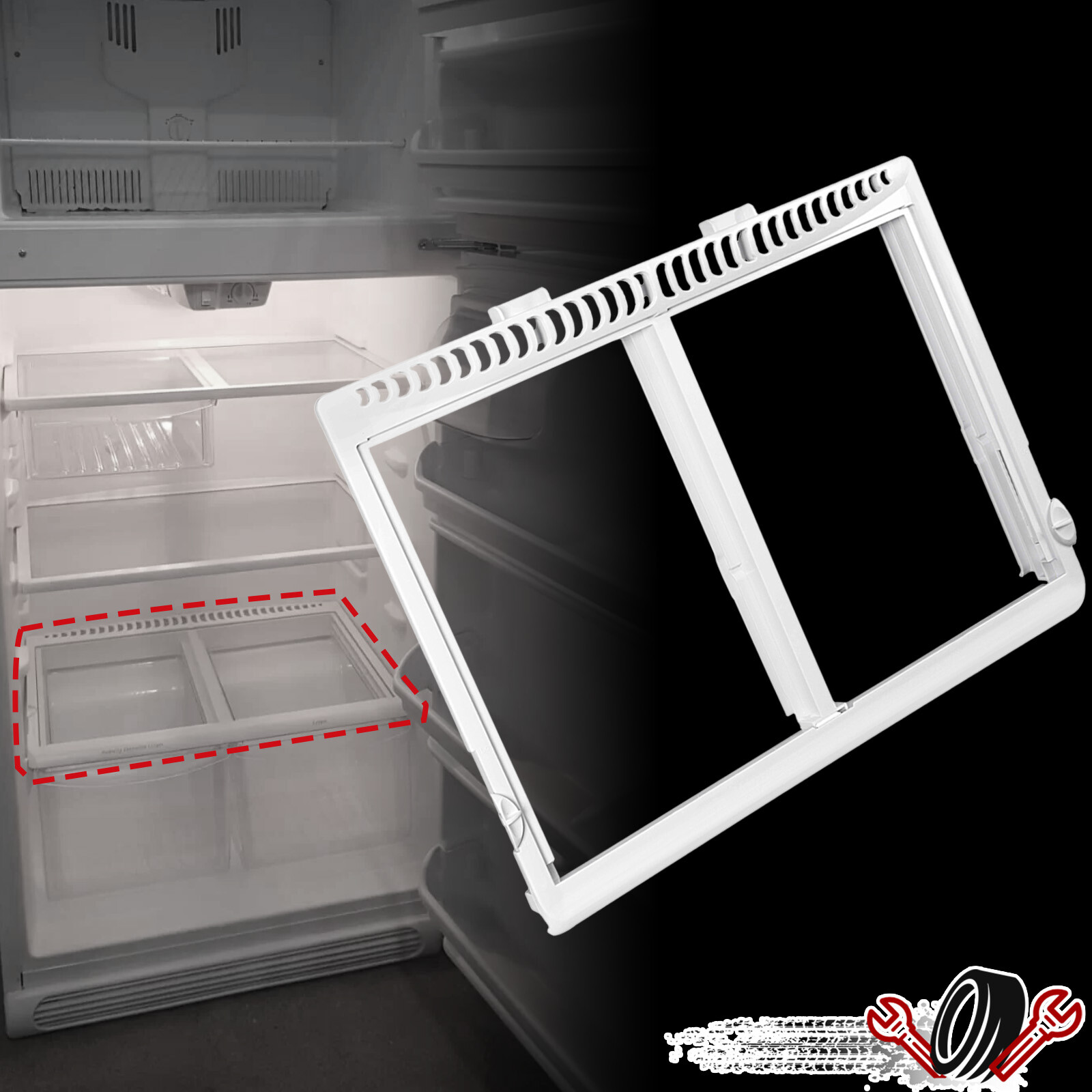 Crisper Drawer Cover Frame Compatible with Frigidaire Refrigerator #240364787 gallery
