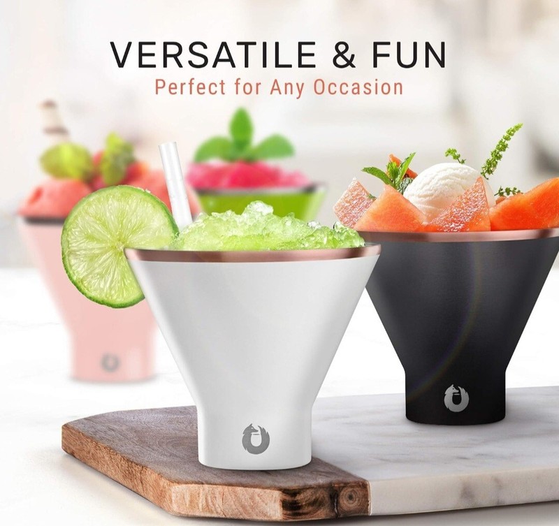 (2) PINK SNOWFOX Premium Vacuum Insulated Stainless Steel Martini Glasses, NEW gallery