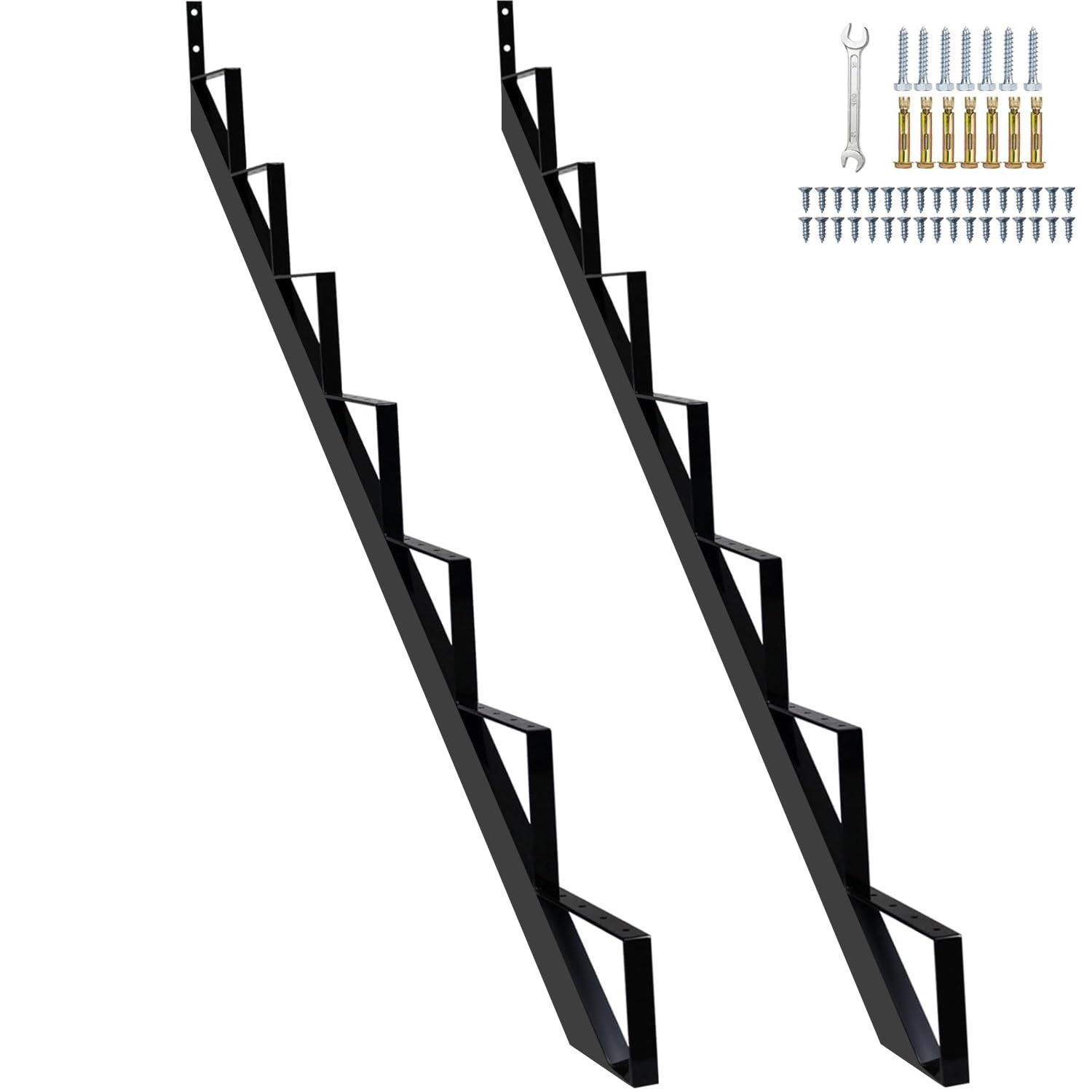 Heavy Duty Steel Stair Riser 7 Step Metal Stair Stringer For Deck Height 58 Inch gallery