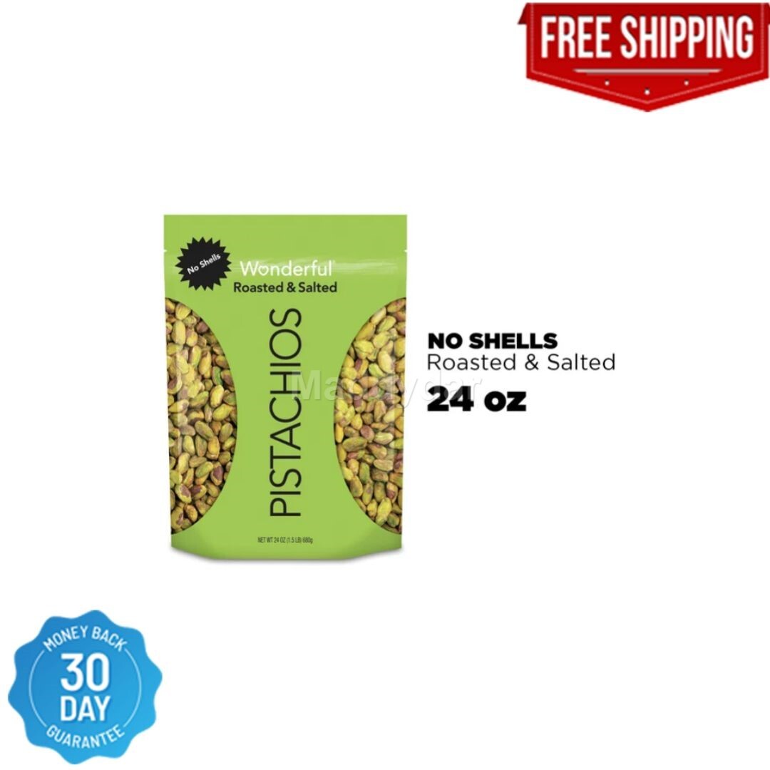 Wonderful Pistachios, No-Shell, Roasted and Salted, 24 Ounce Resealable Bag gallery