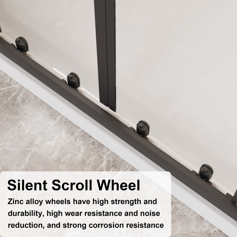 48"x72" 4-Panel Center Opening Double Sliding Shower Door, 6mm Tempered Glass gallery