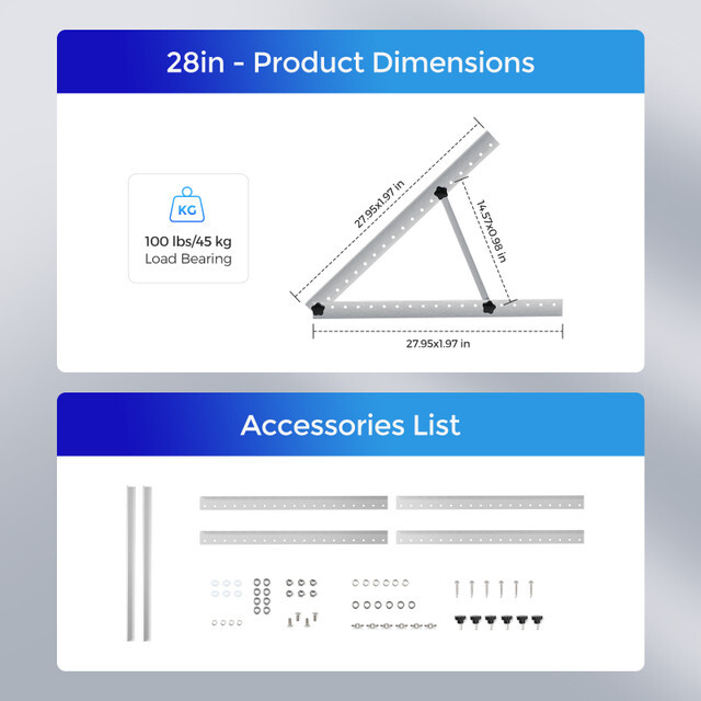 Renogy 28in Adjustable Solar Panel Mount Brackets Foldable Tilt for Off-Grid gallery