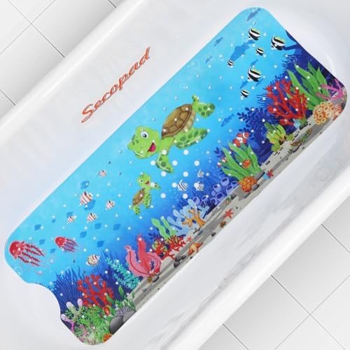 Bath Mat for Tub Non Slip, Machine Washable 40" x 16" (Rectangular) Turtles gallery