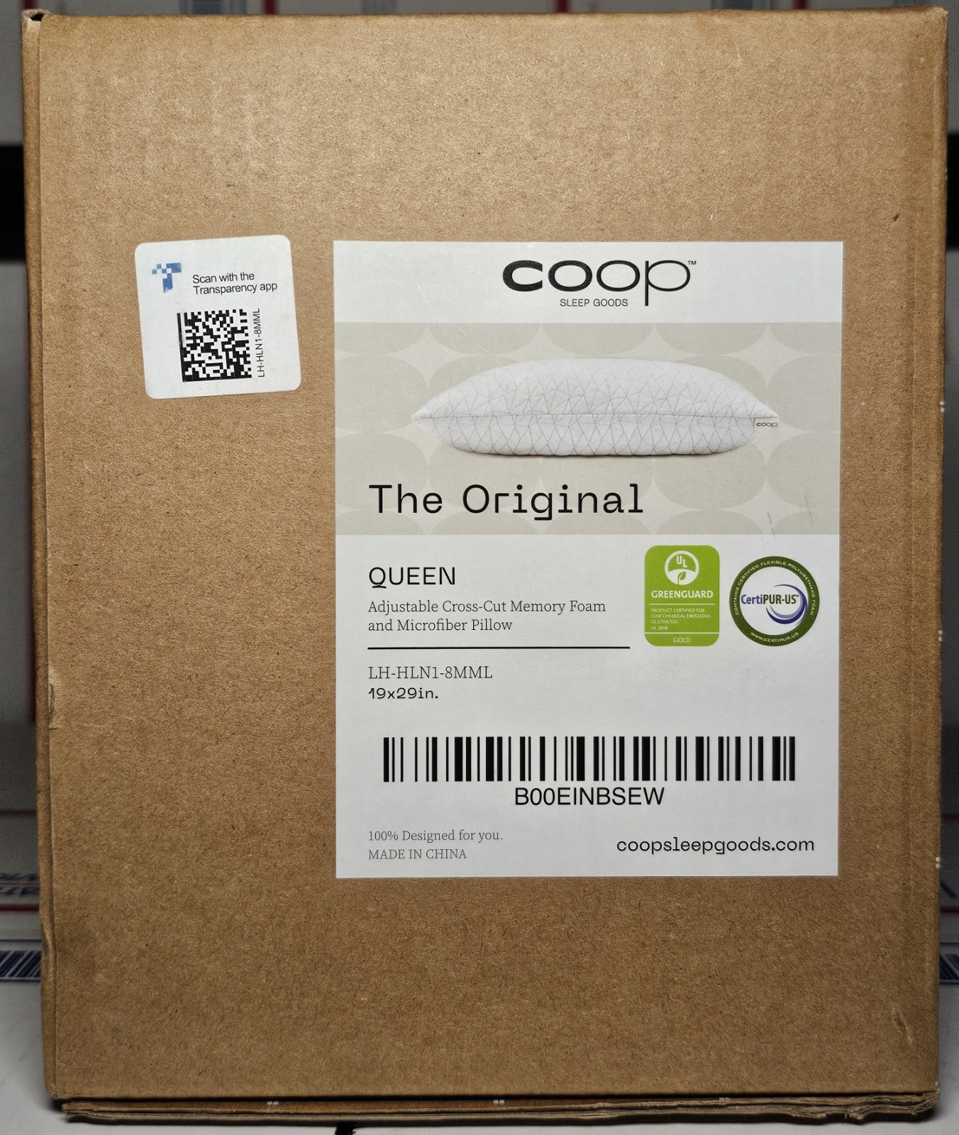 Coop Home Goods The Original Memory Foam Pillow, Queen SEALED FAST SHIP gallery