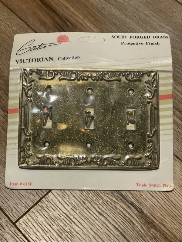 Vintage Gatco Triple Toggle Switch Forged Brass Plate gallery