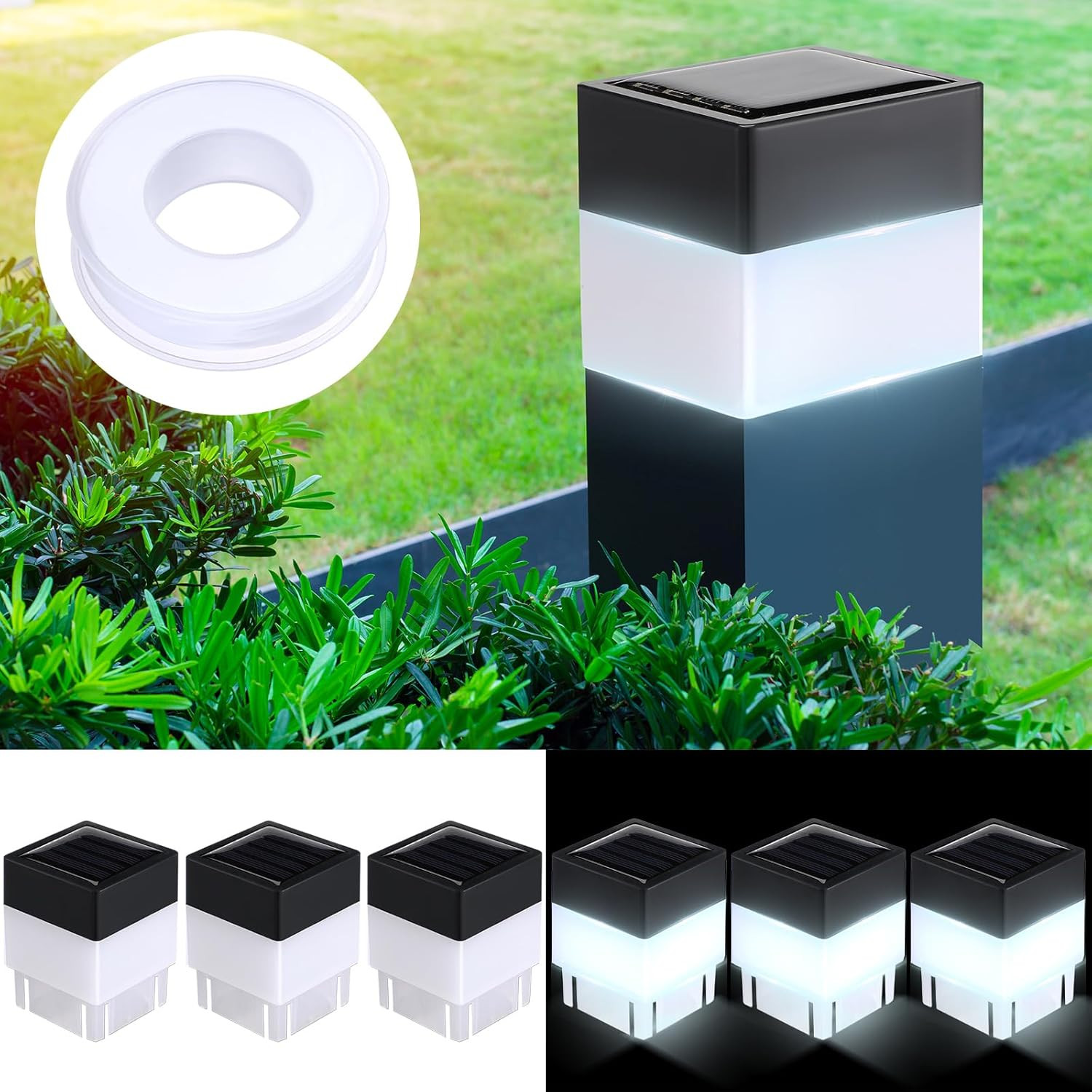 6 Pack Solar Fence Post Cap Lights 2In X 2In (5Cm X 5Cm) (White) gallery