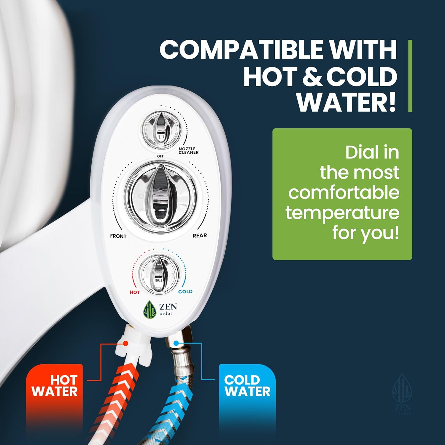 Warm Hot and Cold Bidet Attachment- Dual Nozzle Warm Water Bidet Attachment for gallery