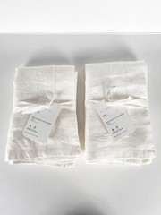 NWT Pottery Barn King Belgian Flax White Linen Shams Hemstitch New