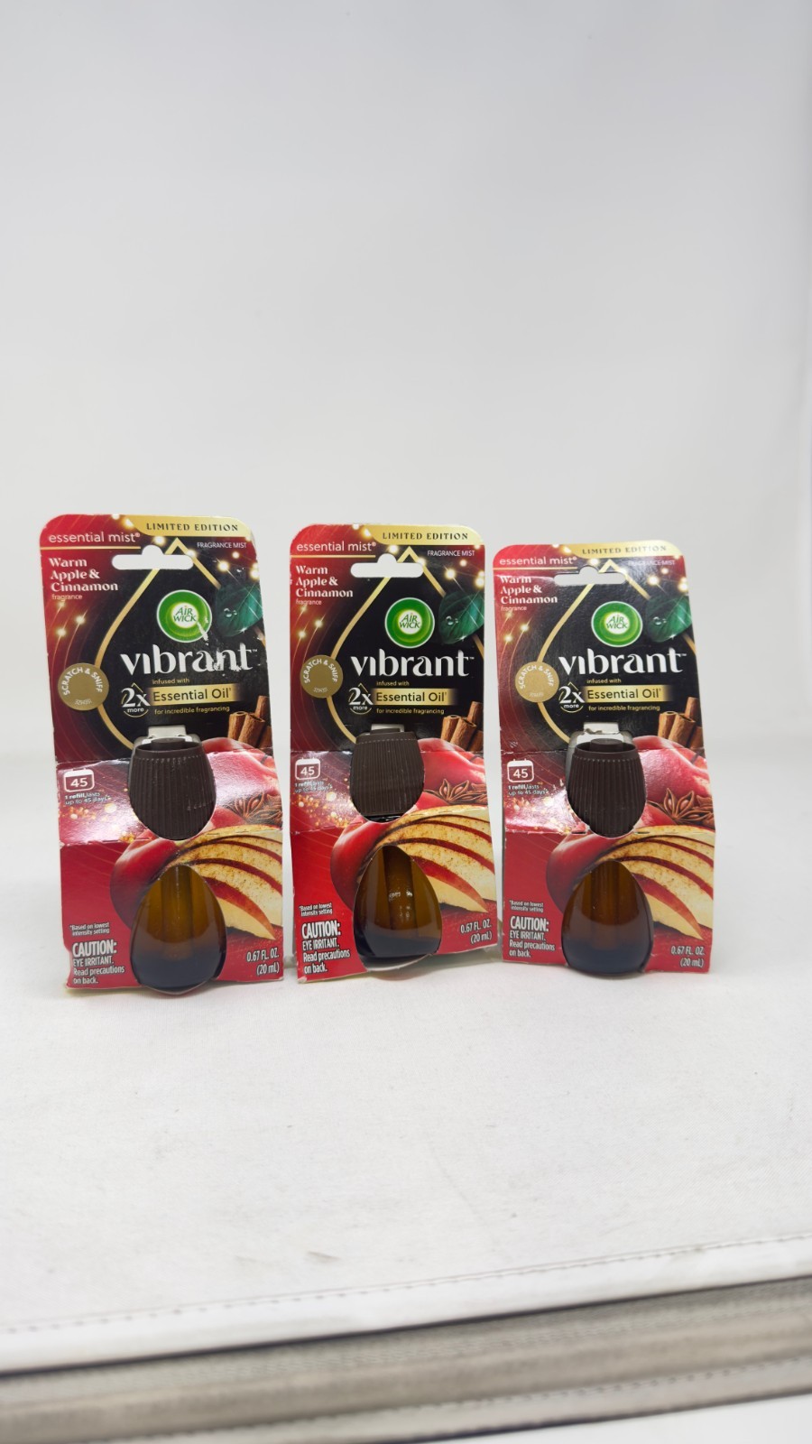 3 Pack Air Wick Essential Mist Warm Apple & Cinnamon Oil Diffuser Refill gallery