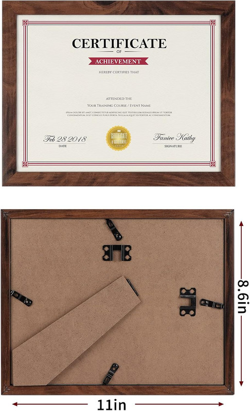 Rustic Walnut 8.5x11 Picture Frame Set of 12 for Certificates & Awards gallery