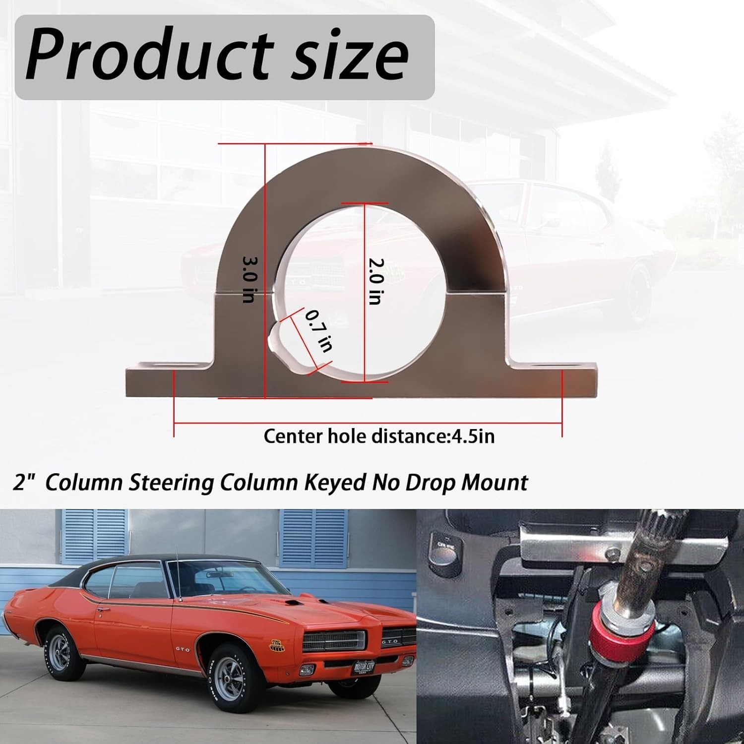 Aluminum Universal Steering Column Keyed No Drop Mount,2" Column Polished Alu... gallery