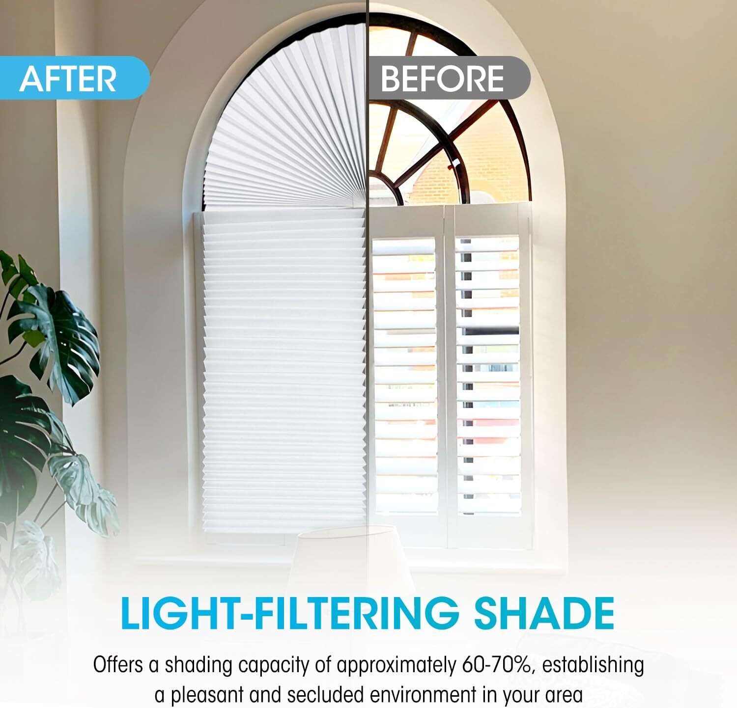 Arch Window Light Filtering Pleated Shade Blinds For Semicircle Arch Window 60%7 gallery