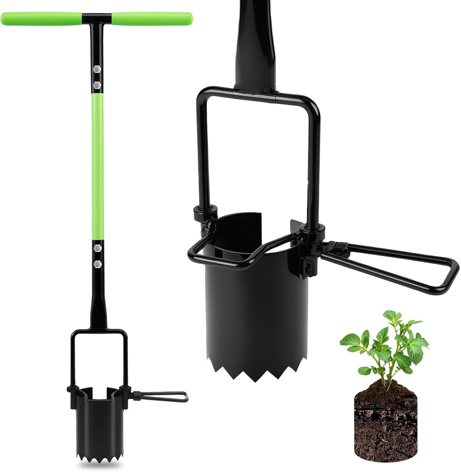 Bulb Planter Tool Long Handle, 30In Serrated Base, 5 in 1 Lawn Tool, Sod Cutter, gallery