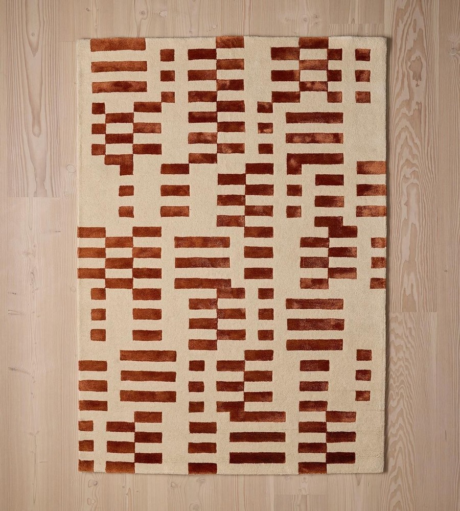 Hand-Tufted Rust Wool Area Rug Handmade Luxury Carpet for Bedroom Home Decor