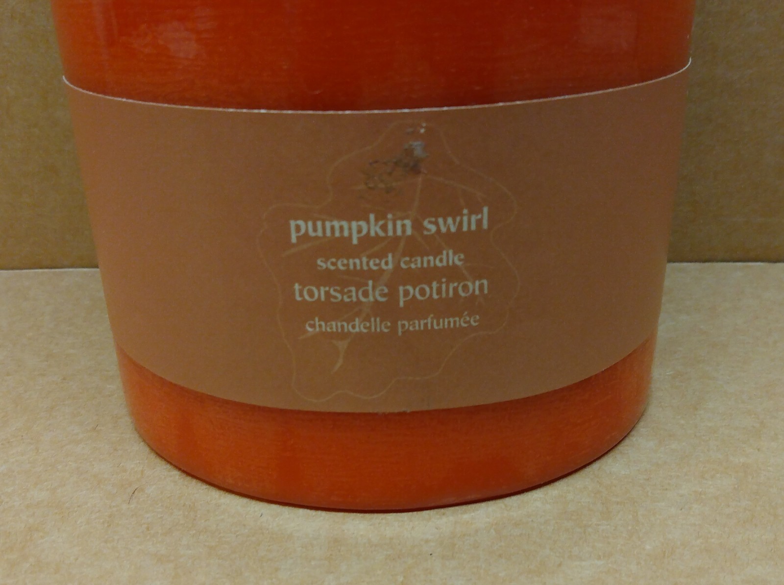Pier 1 One PUMPKIN SWIRL Scented Candle 5 x 8" 160 Hours Burn 3 Wicks Pillar gallery