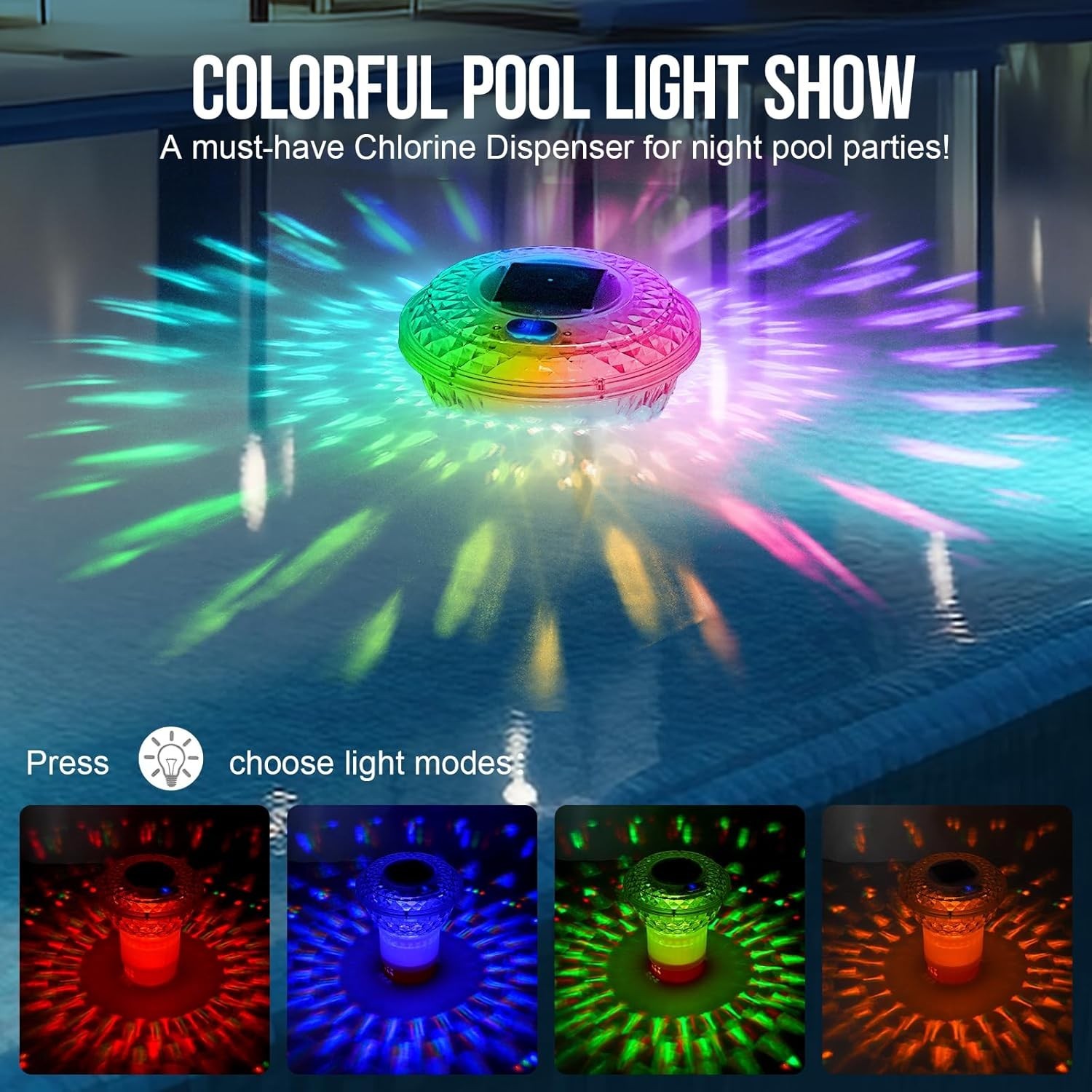 Solar Pool Chlorine Floater with Lights and Pool Water pH Testing Kit, Pool L... gallery