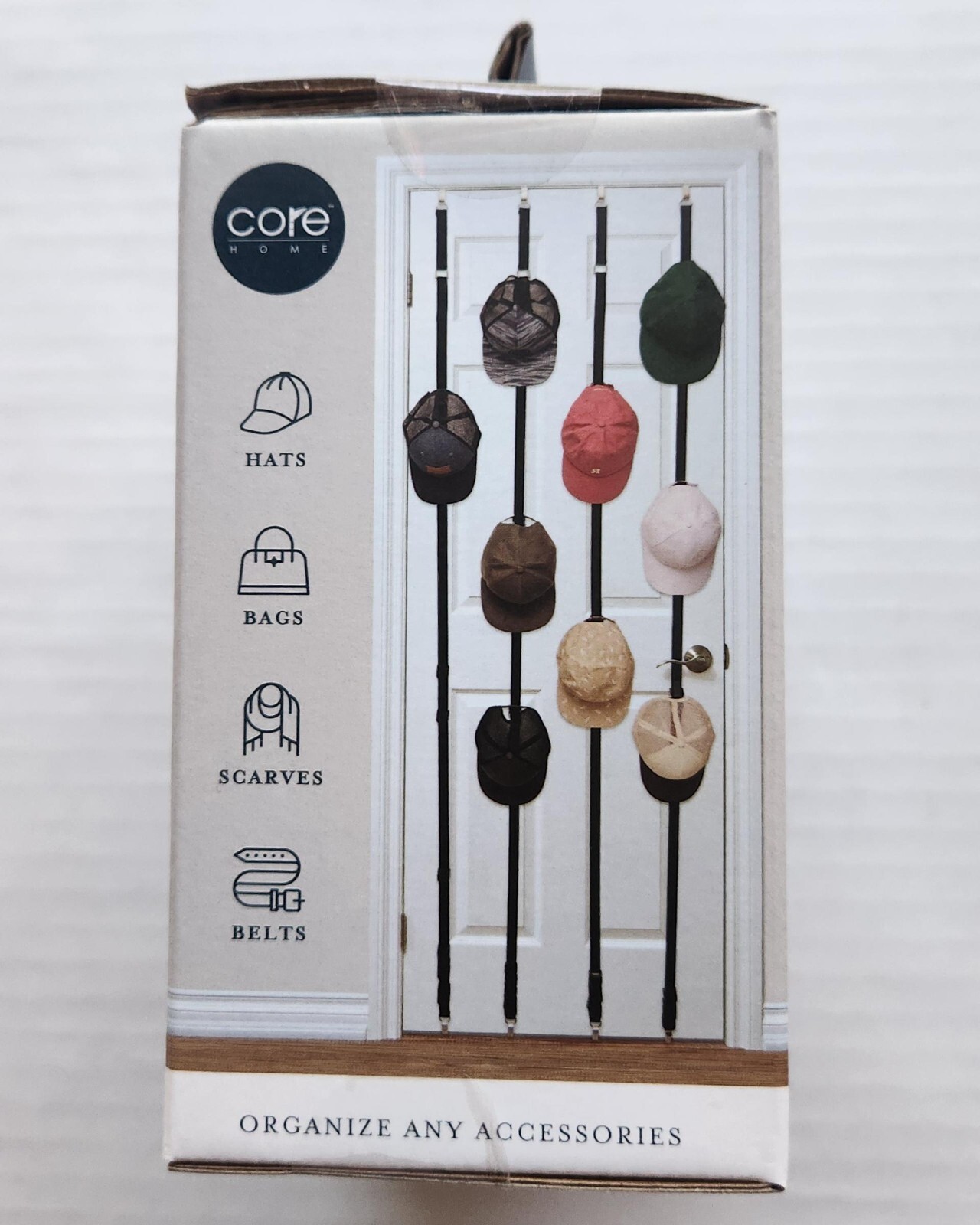 Core Home Over The Door Hat Organizer - Full Size 72 in X 6 in - Hangs 28 Hats gallery