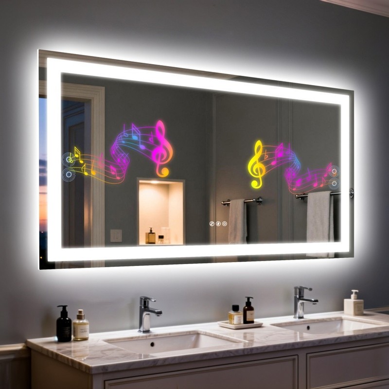 Oval/Round/Rectangle LED Lighted Bathroom Mirror Bluetooth Anti-fog Shatterproof gallery