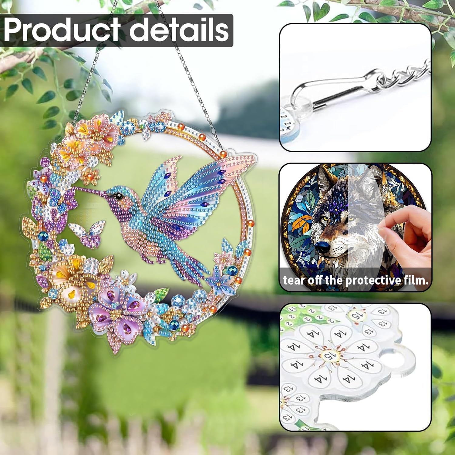 Hummingbird Diamond Art Kit Suncatcher Pendant Window Wreath Decor for Adults gallery