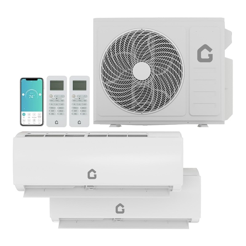 18000 BTU Dual Zone Mini Split Air Conditioner Ductless Heat Pump 9K+9K 24 SEER2 gallery