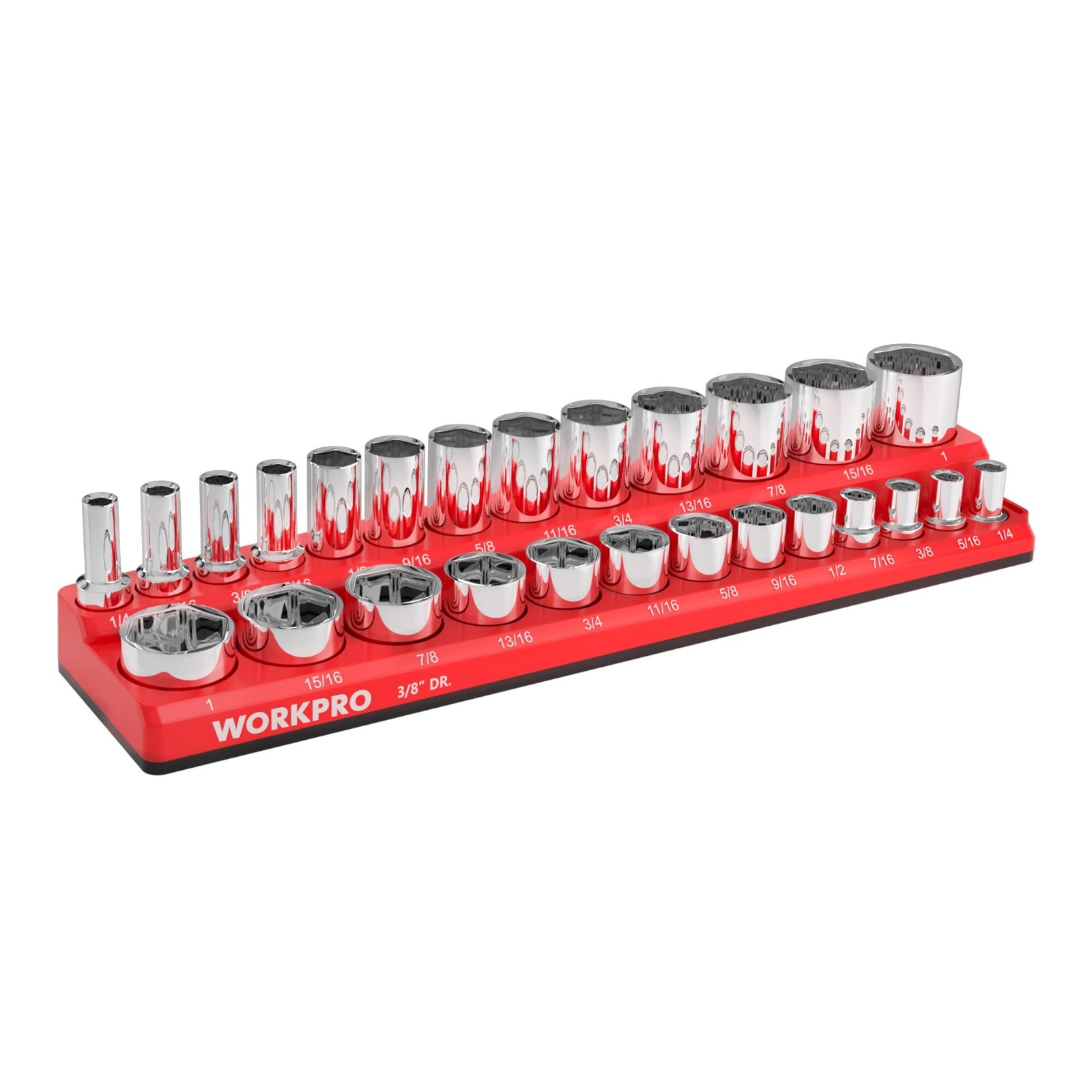 Magnetic Socket Organizer Tray - 3/8" SAE Holder for 26 Standard & Deep Sockets gallery