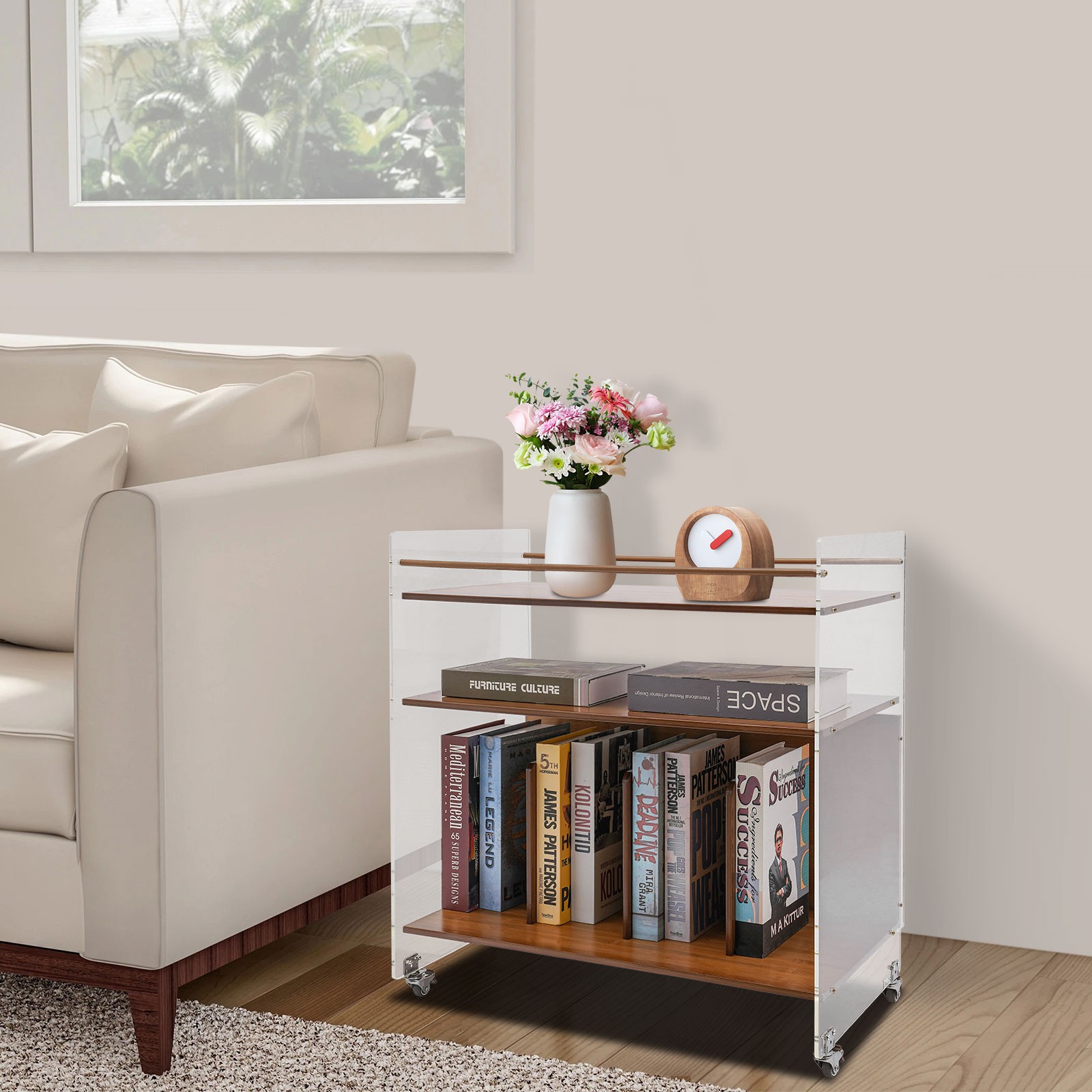 Modern 3 Tiers End Table Freestanding Rectangle Side Table Indoor Home Tawny NEW gallery