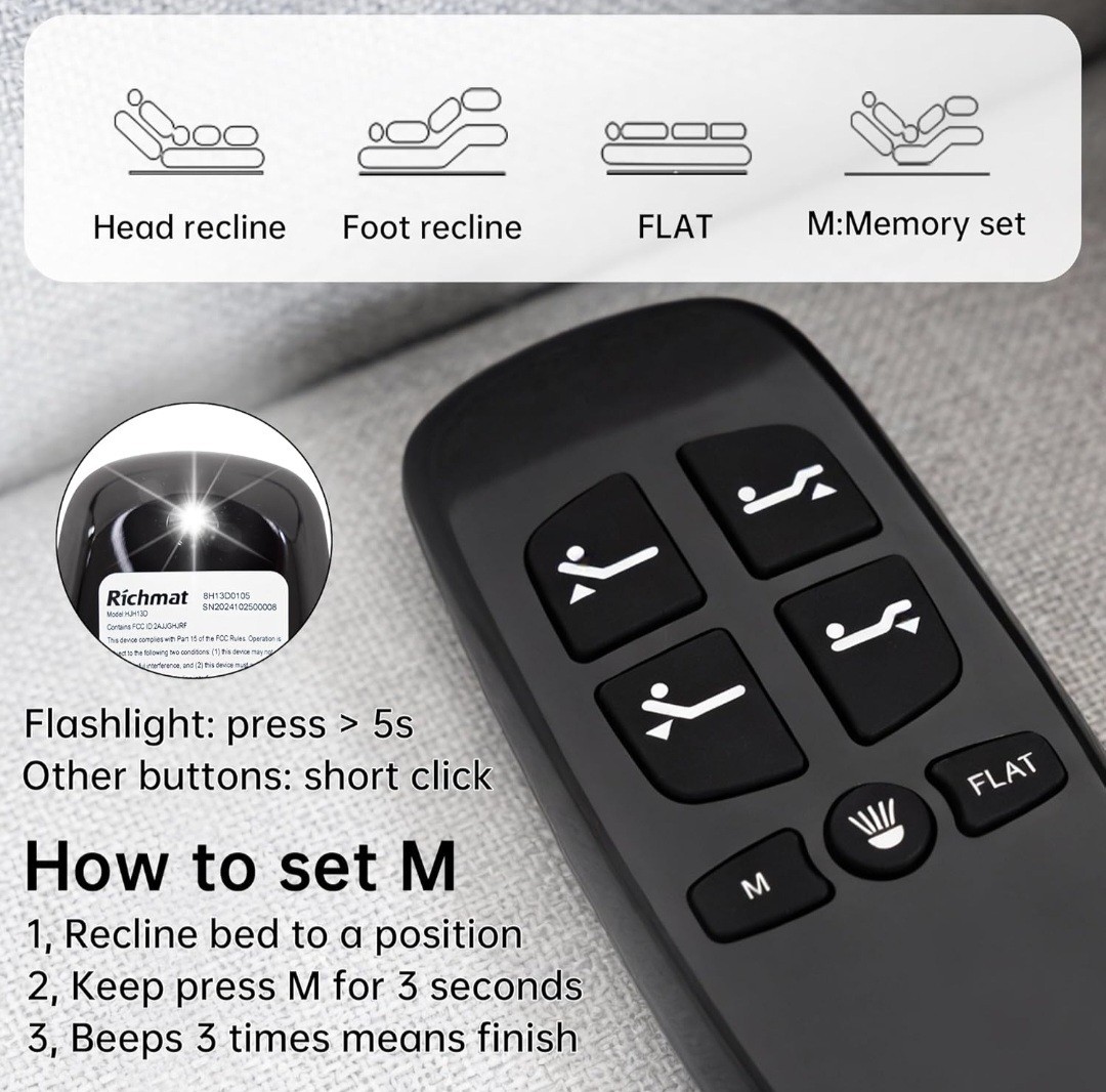 Richmat HJC25 Adjustable Bed Control Box Replacement w Remote Head & Foot Only gallery