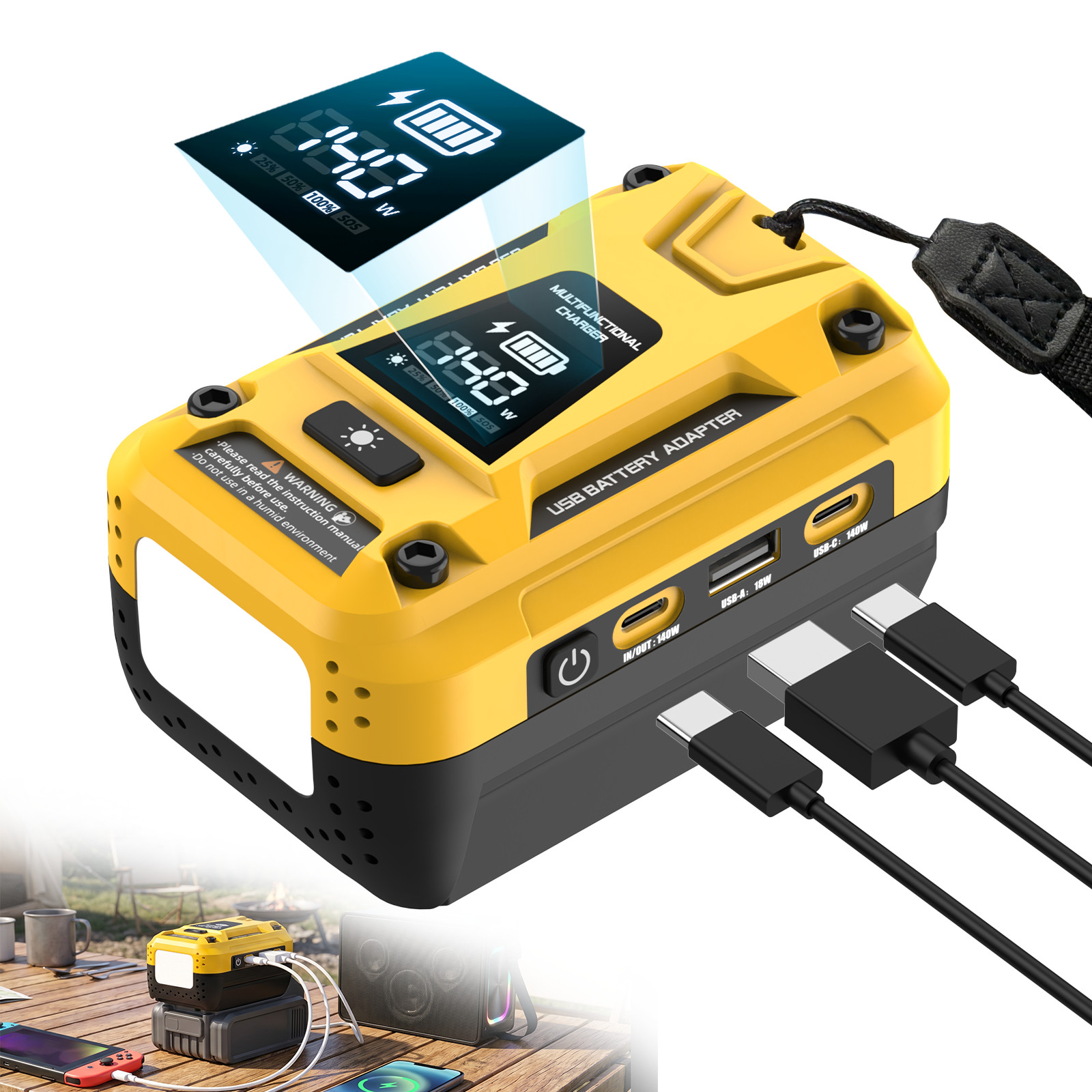 USB-C Fast Charger for Dewalt 20V Battery Portable Power Source USB-A Adapte gallery