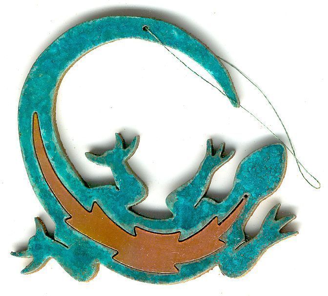 COPPERCUTTS Round Lizard Ornament SouthWest Copper with Choice of Primary Color! gallery
