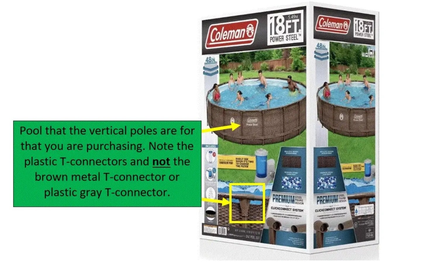 1 NEW Brown **Small OD** Vertical Pole Coleman 18' x 48" Power Steel Pool Only gallery
