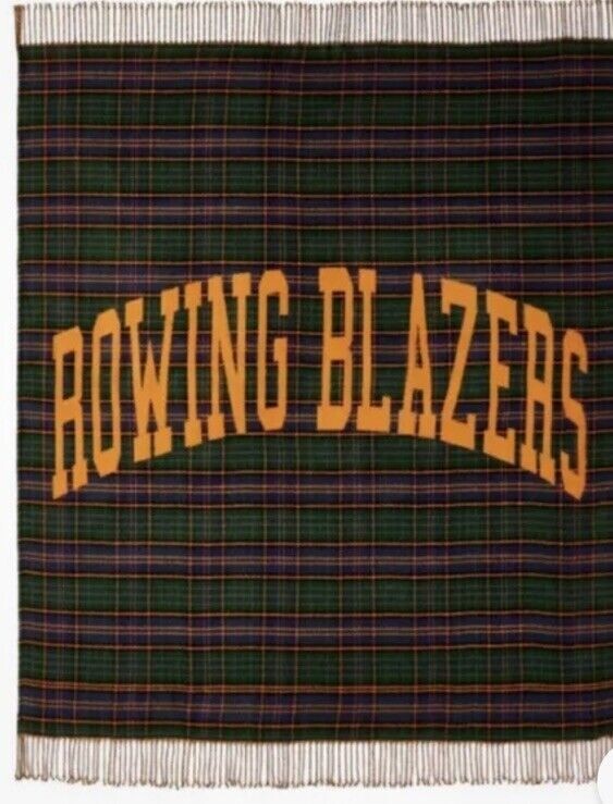 Rowing Blazers Plaid Throw Blanket Fleece Preppy Orange Green Blue 50 x 60 in gallery