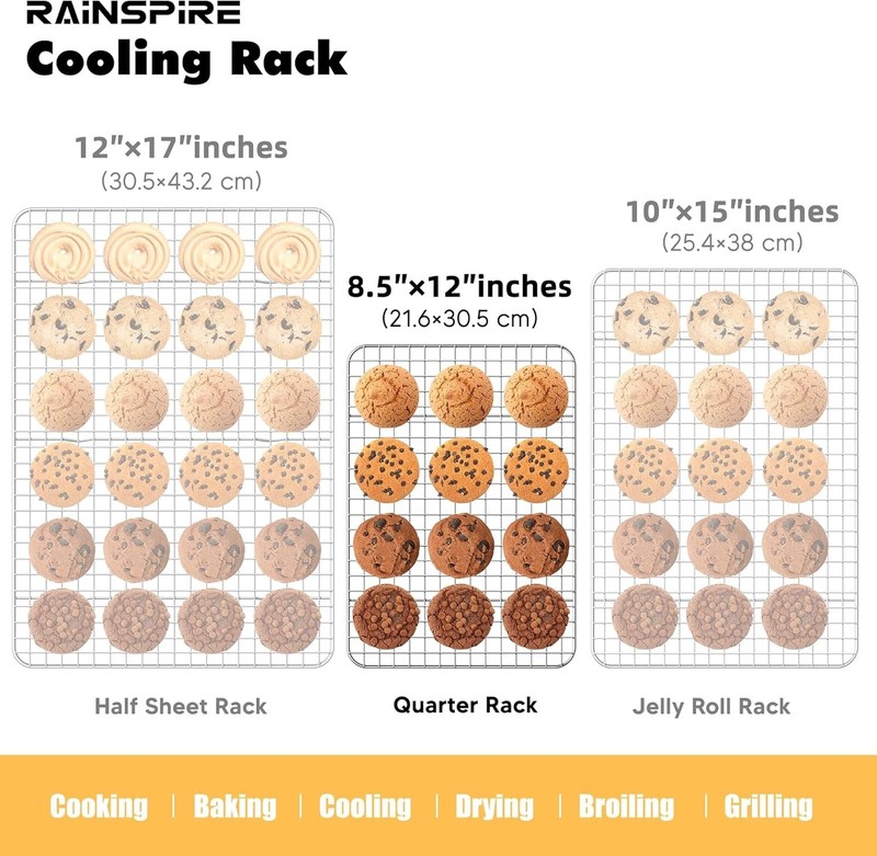 Stainless Steel Cooling Rack - Fits Quarter Sheet Pans Effortlessly gallery