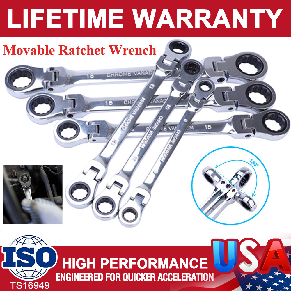 6pcs Extra Long Ratcheting Wrenches Spanner Set Double Box End Flex-Head Metric gallery
