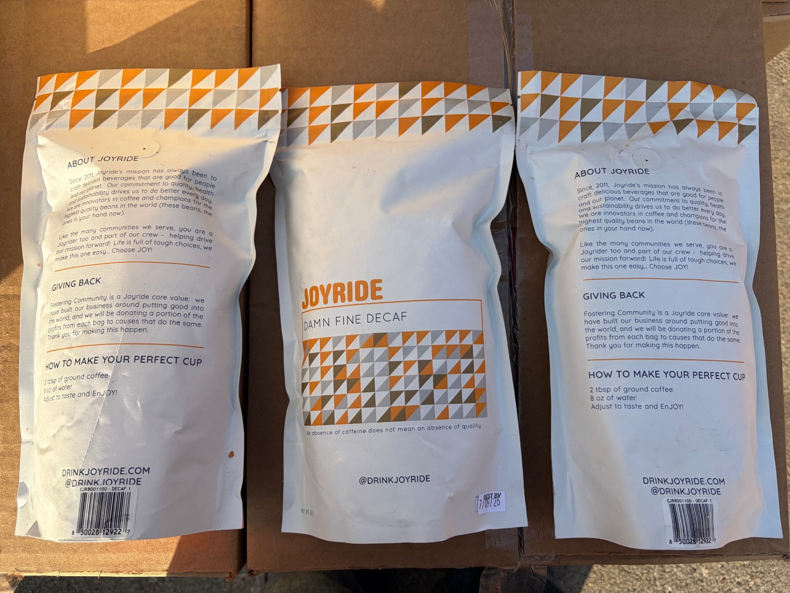 3x 16oz JOYRIDE Joy Ride Damn Fine DECAF Whole Bean Coffee BB 7/9/2026 java gallery