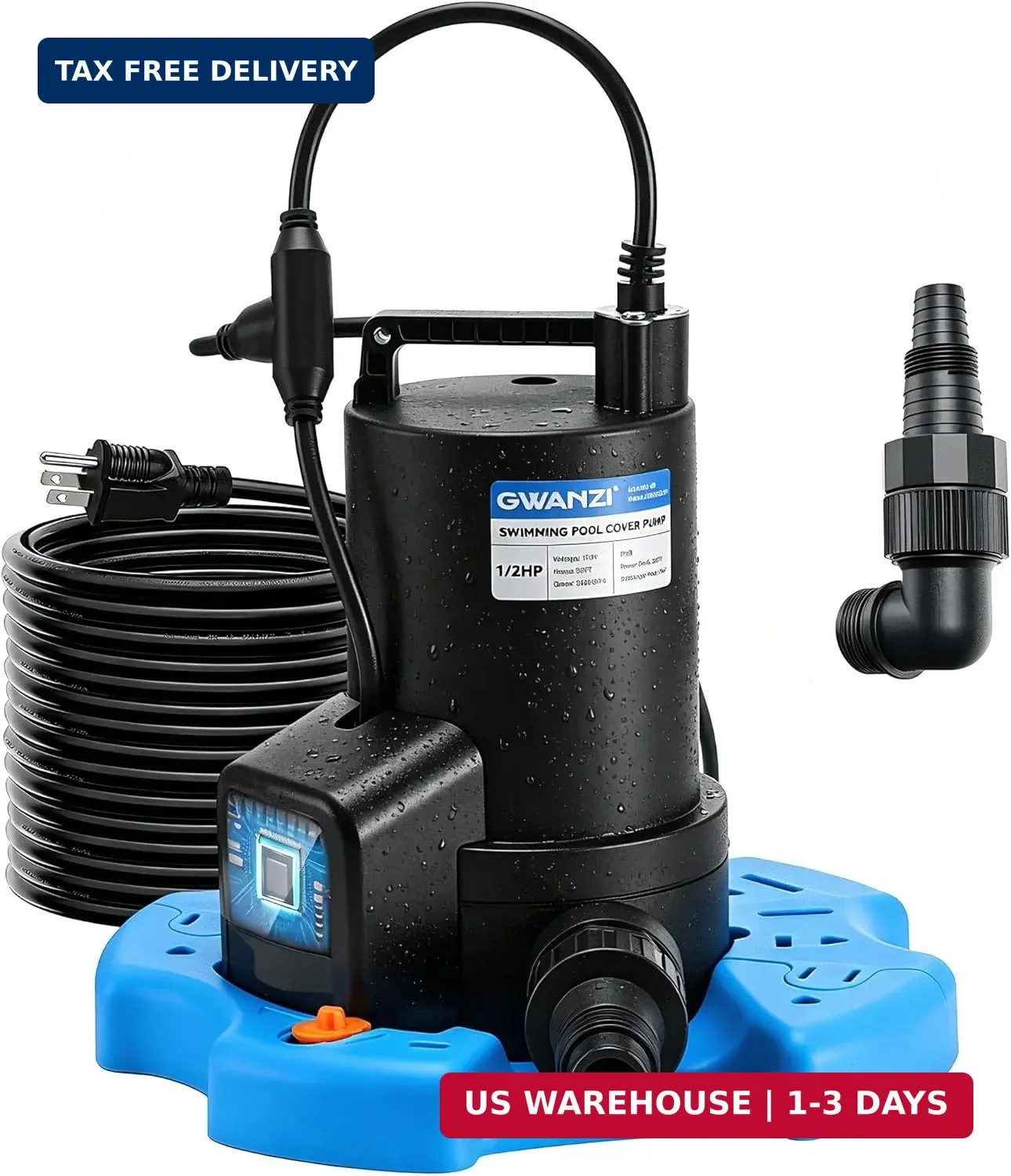 1/2HP Swimming Pool Cover Pump Automatic On/Off 3500GPH Submersible Water Pump w gallery