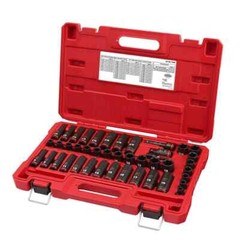 MILWAUKEE Impact Socket Set 6 Point 43 Pc 3/8″ Drive SAE & Metric Deep Shockwave