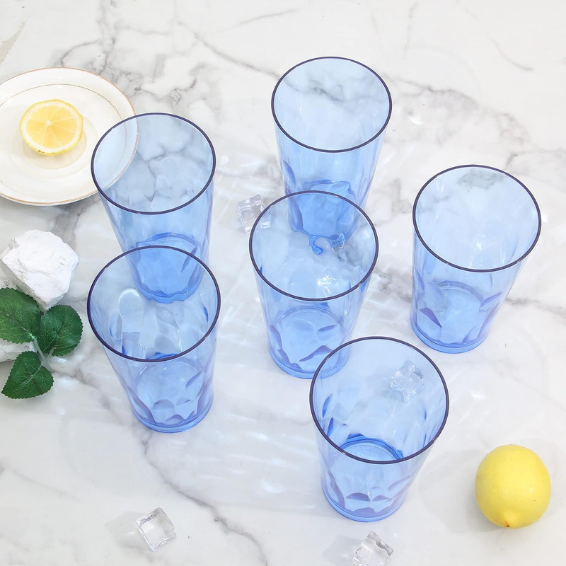 Unbreakable Plastic Drinking Glasses [Set of 6] Shatterproof Tumblers, Reusable gallery