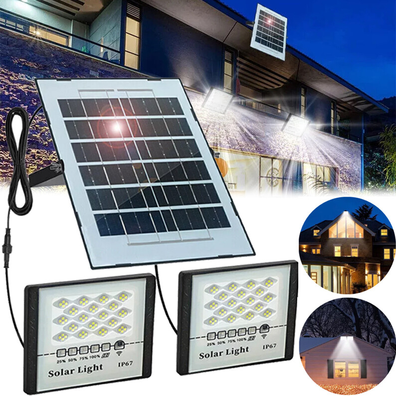 Dusk-to-Dawn 144 LED Solar Flood Light, Outdoor IP67 Waterproof Yard Wall Lamp gallery