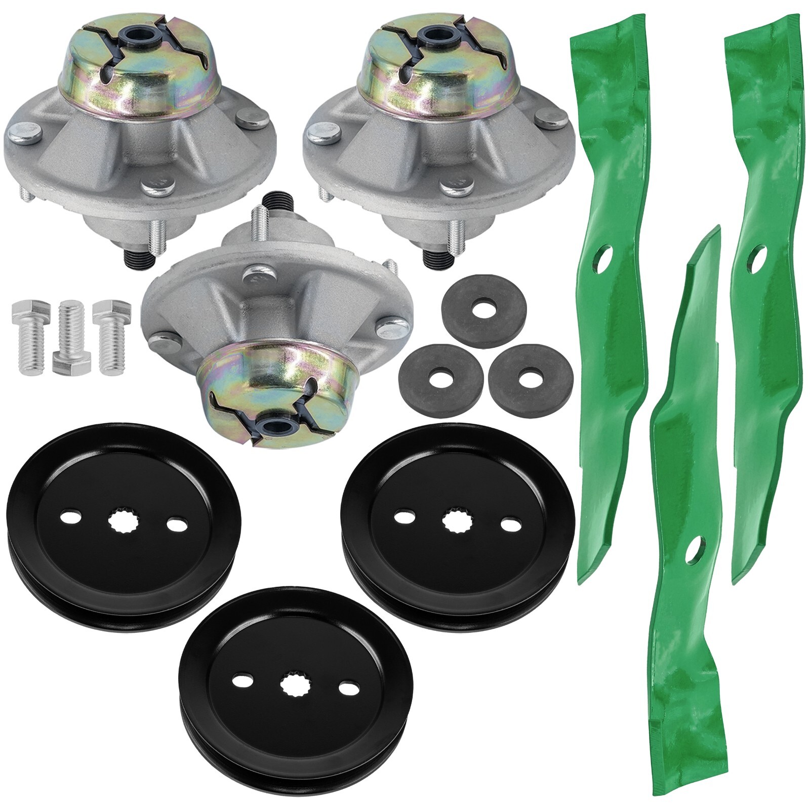 48" Deck Spindle w/ Pulley & Blade John Deere X324 X340 X500 X520 X534 X540 X590 gallery