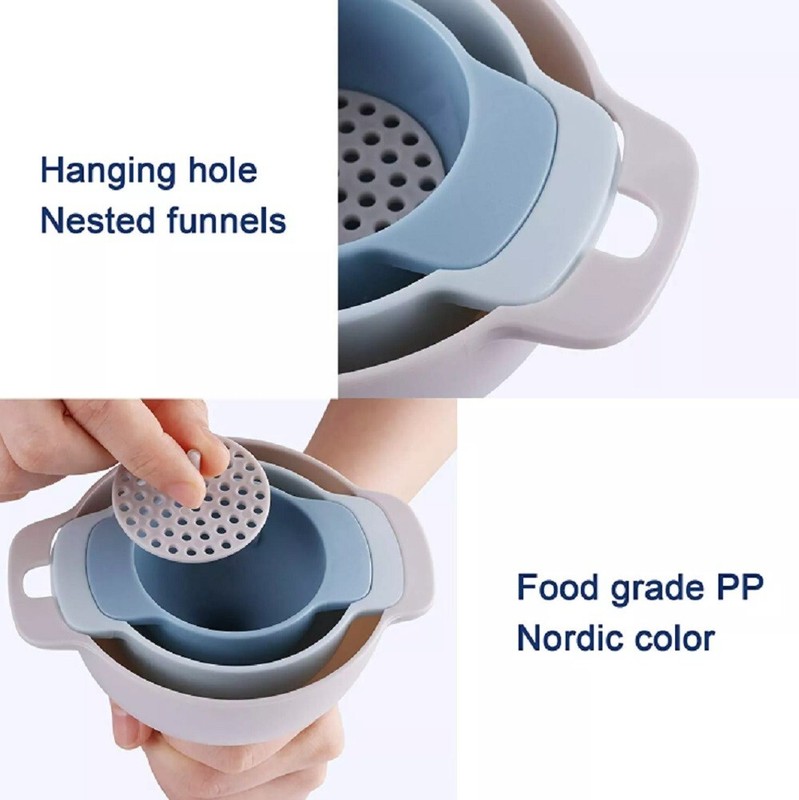 3 Kitchen Funnel Set with Detachable Strainer Filter Oil Funnel for Kitchen Use gallery